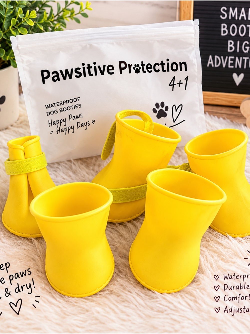 Yellow Waterproof Dog Booties - Kids Accessories